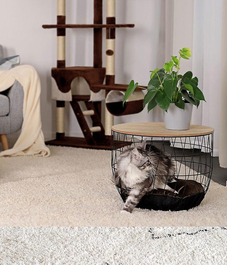 Solid wood coffee table cat nest