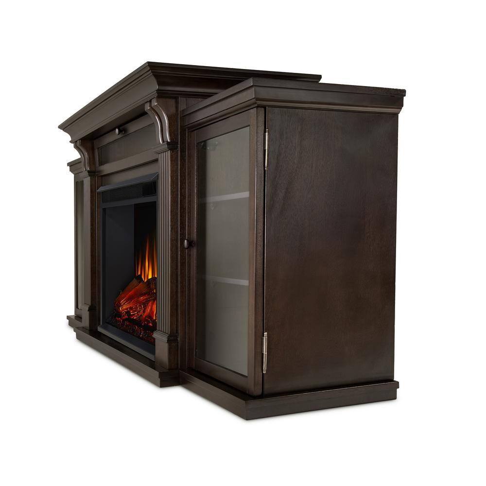 Real Flame Calie Entertainment 67 in. Media Console Electric Fireplace TV Stand in Dark Walnut 7720E-DW