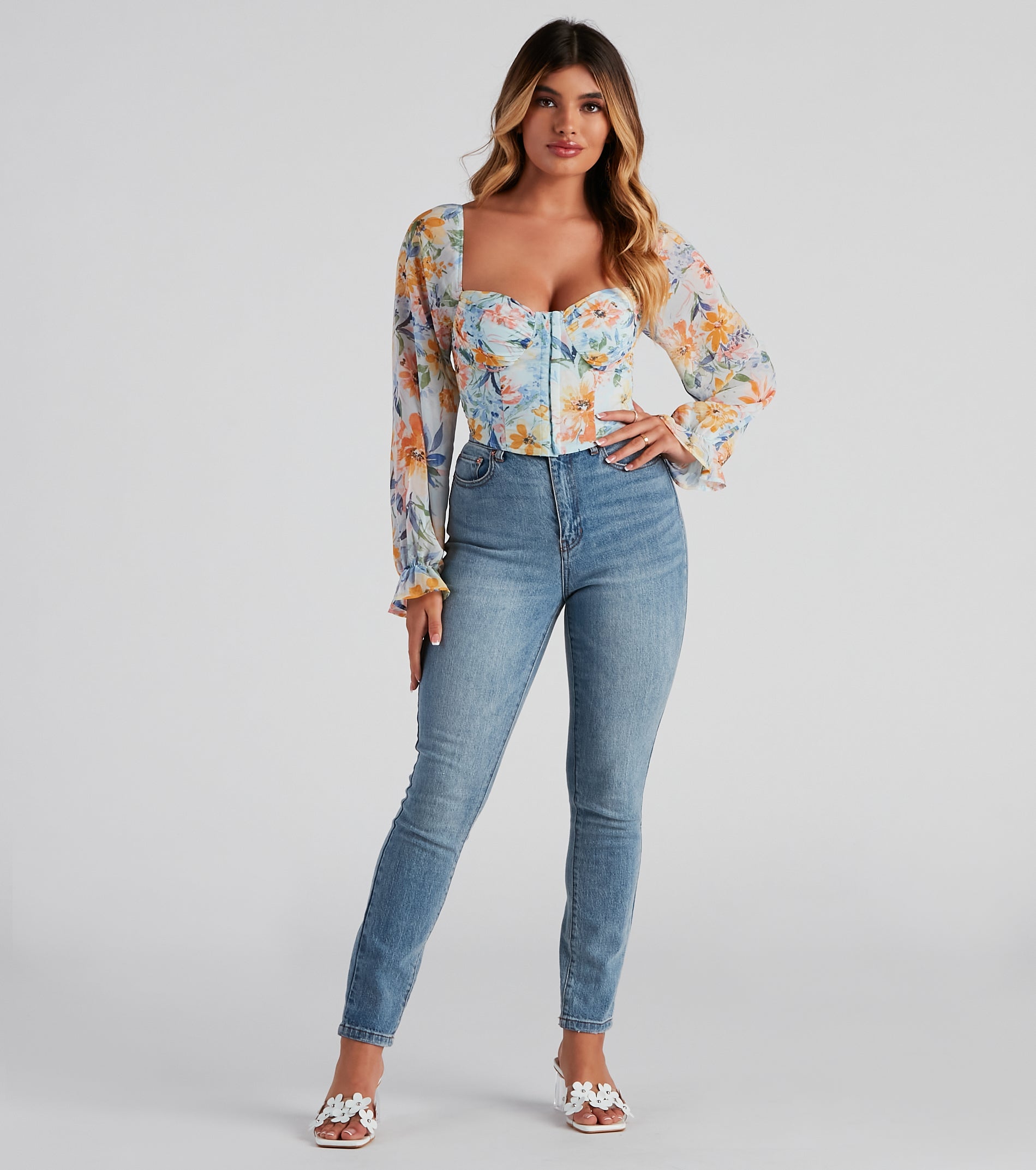 Tropic Ready Floral Chiffon Corset