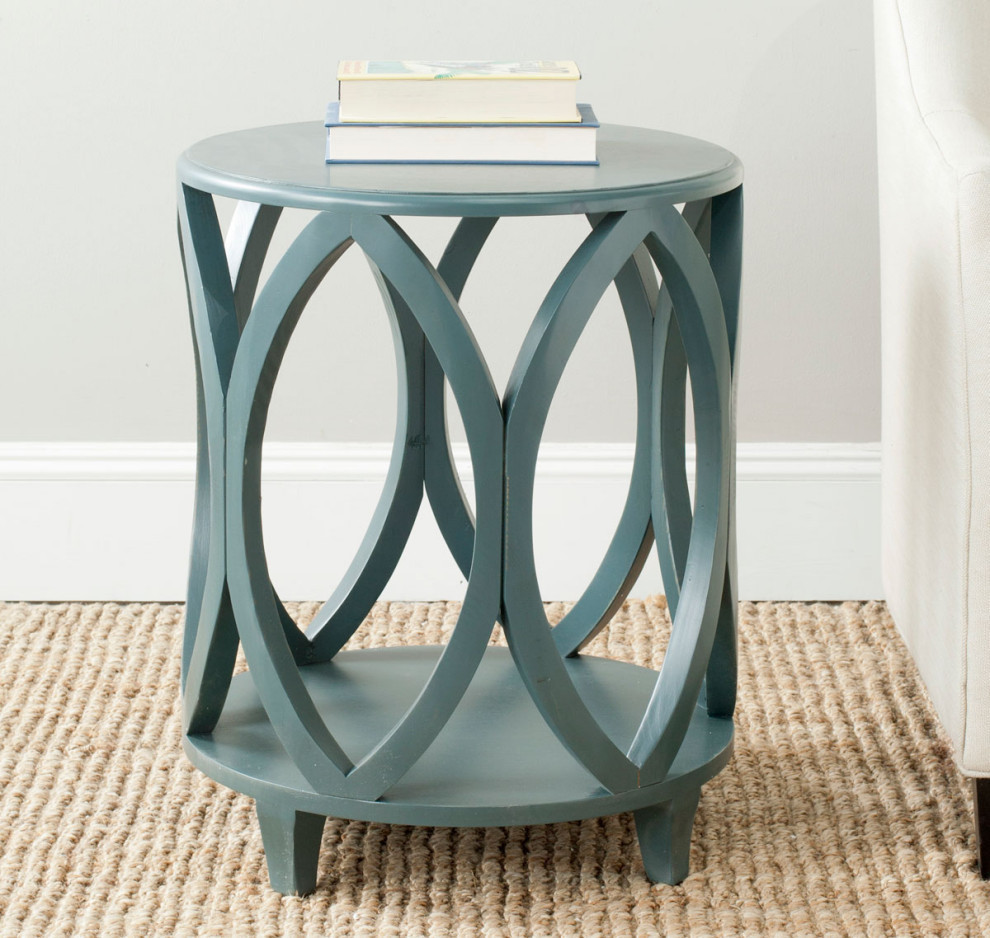 Raymond Round Accent Table  Dark Teal   Contemporary   Side Tables And End Tables   by Rustic Home Furniture Deco  Houzz