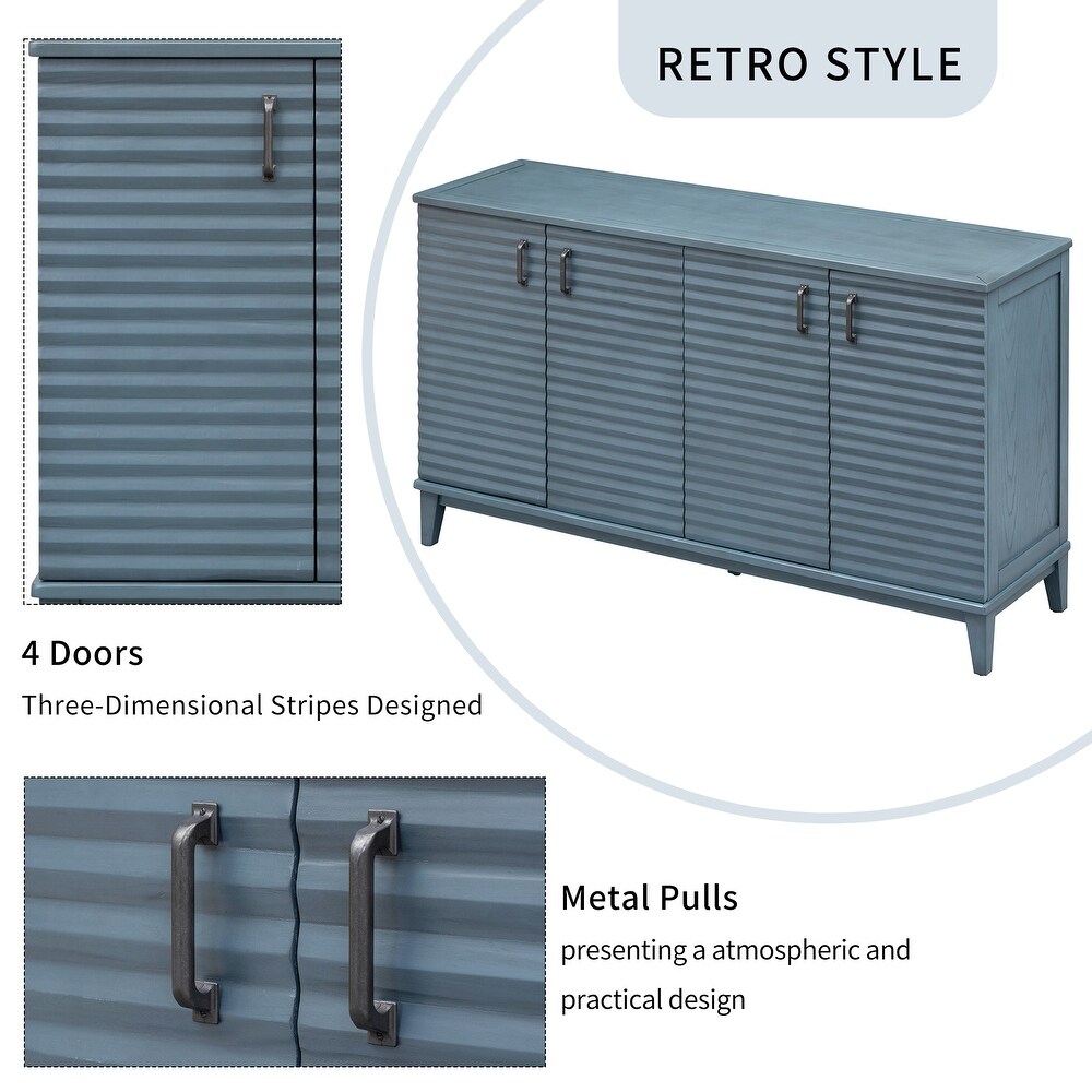 Sideboard with 4 Door Large Storage Buffet with Adjustable Shelves