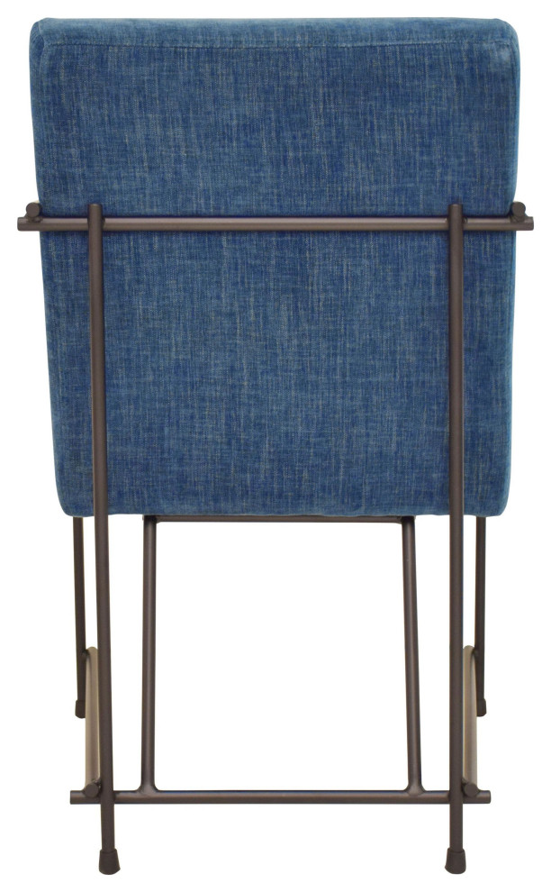 Dayton Chenille Upholstered and Black Steel Framed Dining Arm Chair  Denim Blue   Contemporary   Dining Chairs   by Karina Living  Houzz