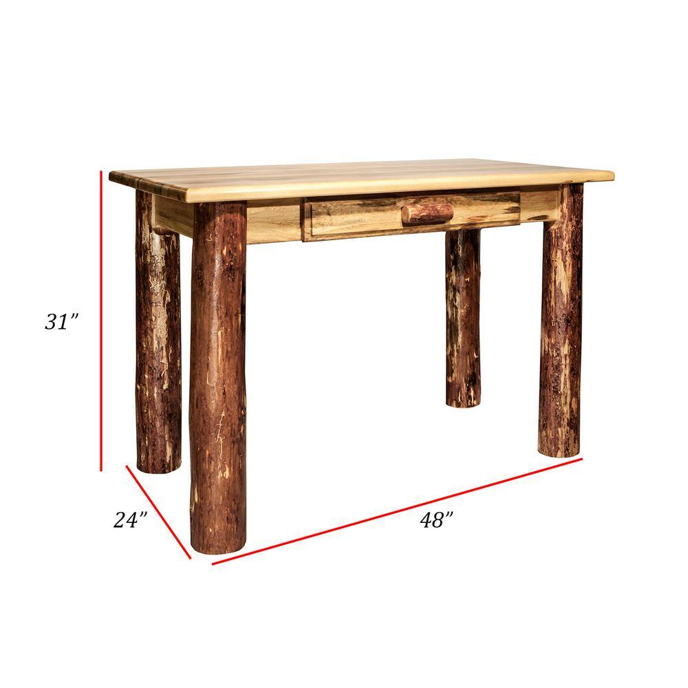 Montana Woodworks 48 in. Rectangular Puritan Pine 1 Drawer Writing Desk with Built-In Storage MWGCDLW