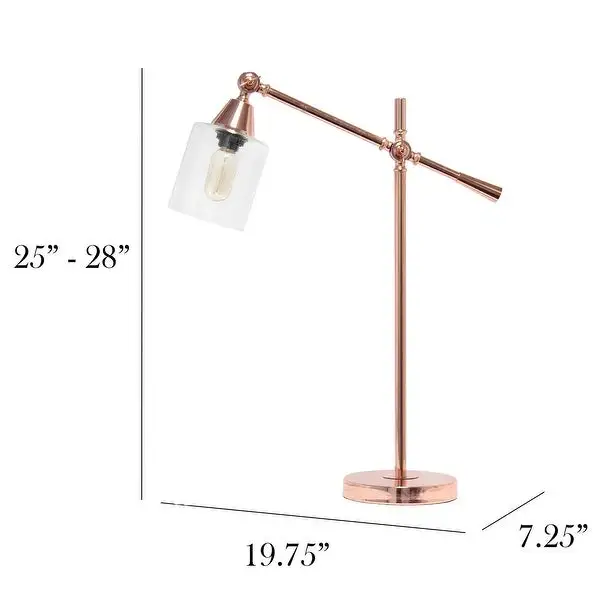 Elegant Designs Tilting Arm Desk Lamp， Rose Gold - 7.25x19.75x28