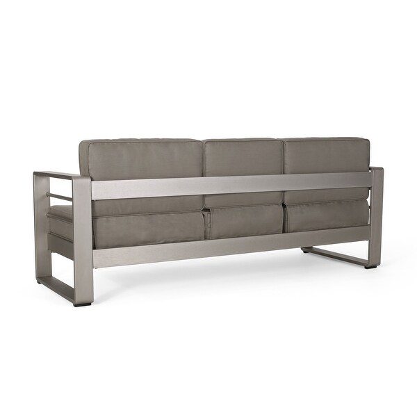 Cape Coral Aluminum and Sunbrella Outdoor 3 Seater Sofa with Cushions by Christopher Knight Home