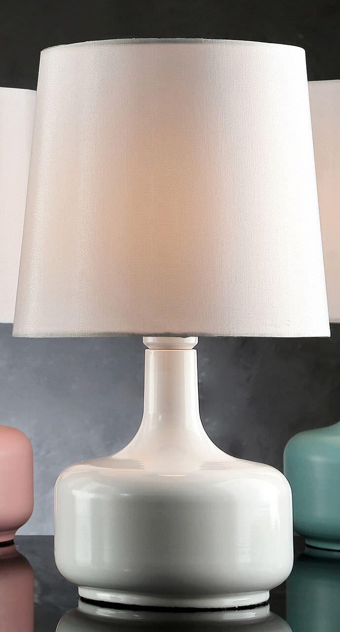 1725  CHERU POWDER WHITE MIDCENTURY MODERN TOUCH ON METAL TABLE LAMP  Crowdfused