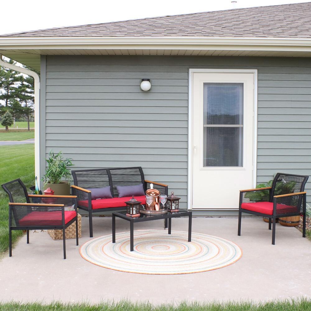 Ultimate Patio 4-Piece Black Resin Rattan Outdoor Patio Furniture Set