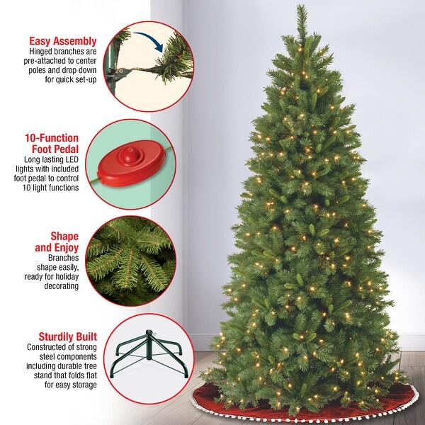 National Tree Company 7.5 ft. Lehigh Valley Pine Slim Hinged Tree with 450 LED Lights