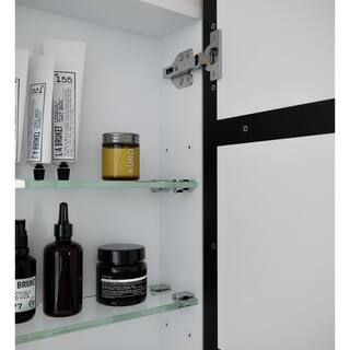 Glass Warehouse Nia 60 in. W x 30 in. H x 5 in. D Black Recessed Medicine Cabinet with Mirror SC3-PL-60X30-B