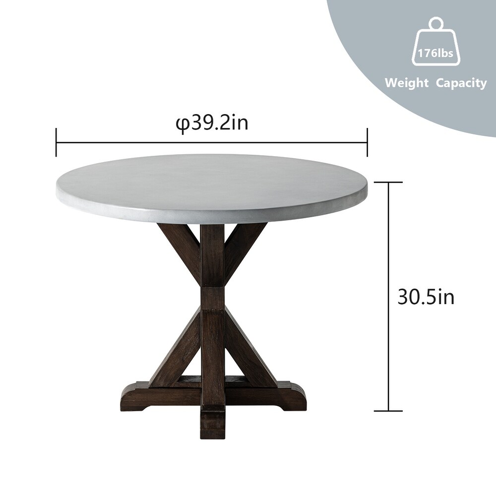 COSIEST Outdoor Round Dining Table with Pedestal Base