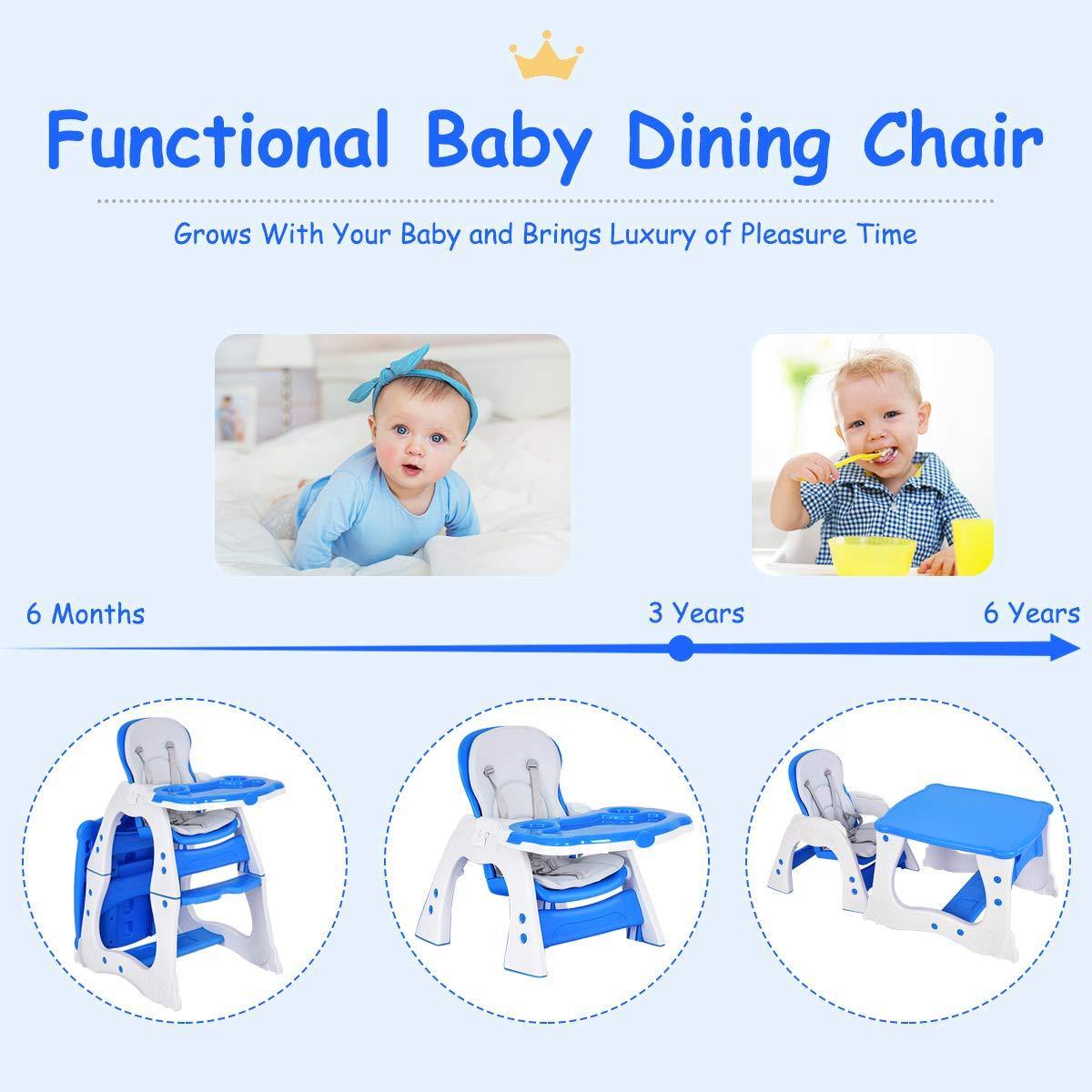 Baby High Chair, 3 in 1 Infant Table and Chair Set