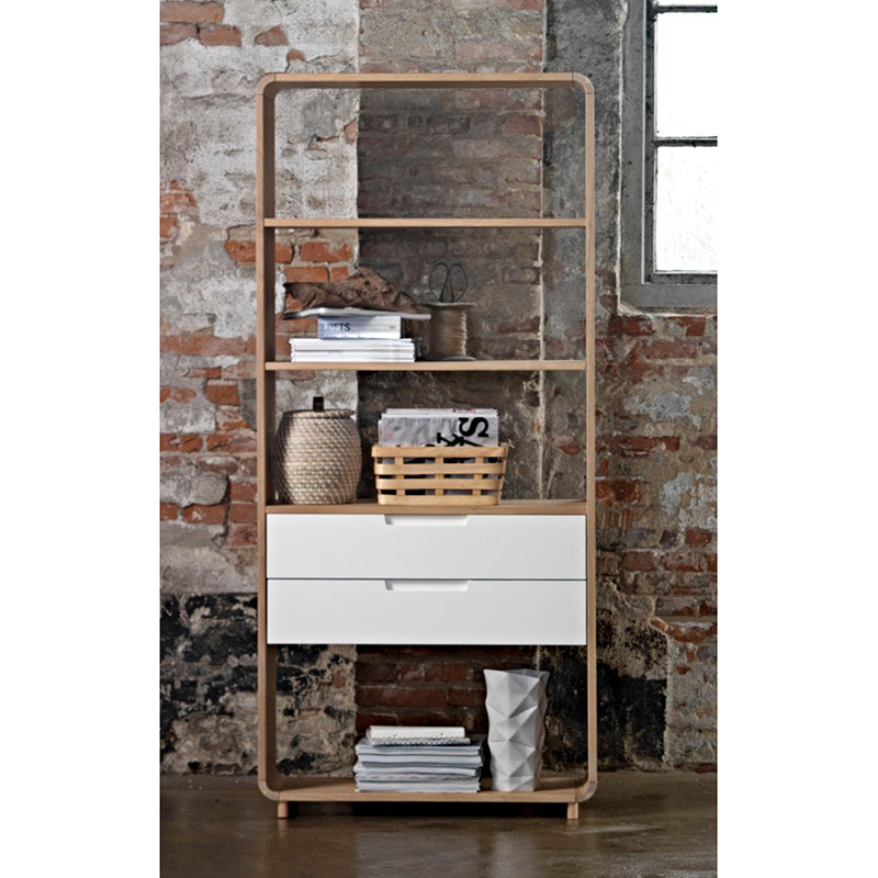 SIENNA Display Unit Bookcase 82cm -  Natural & White