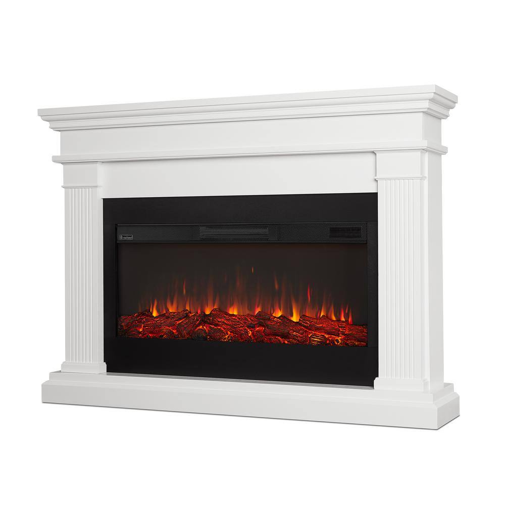 Real Flame Beau 59 in. Freestanding Electric Fireplace in White 8080E-W