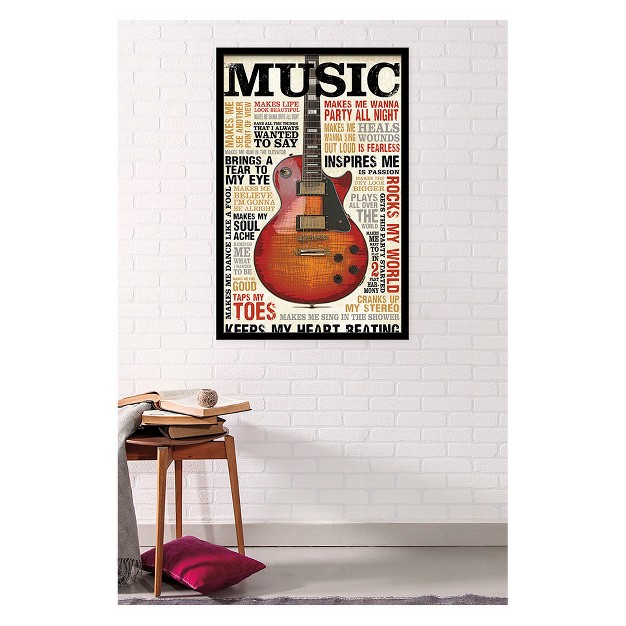 Music Inspires Me Framed Poster Trends International