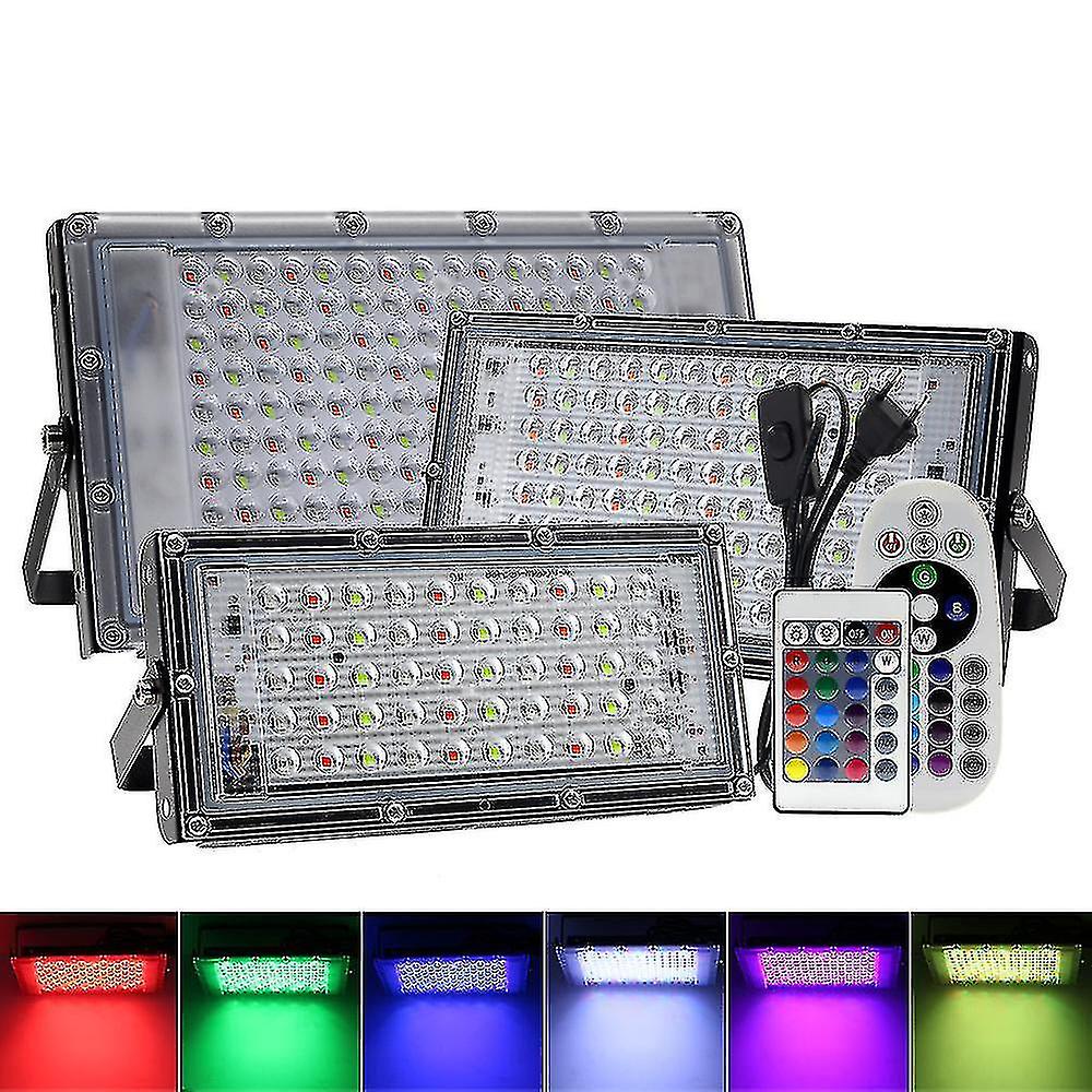 Led Rgb Spotlight 50w 100w 150w Ip65 Outdoor Floodlight Ac220v Rgb Feflector Projector Lamp With Color Remote Controller