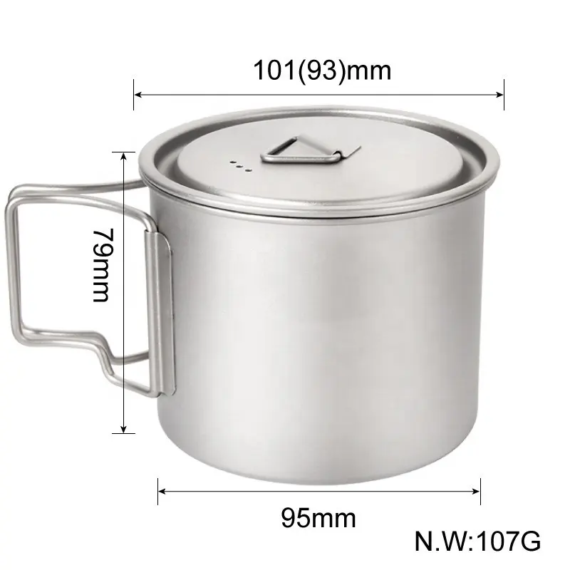 Polar Everest Portable Titanium pot coffee hiking Camping accessories Cookware Hanging Pan Cooking Cup Pot for hiking