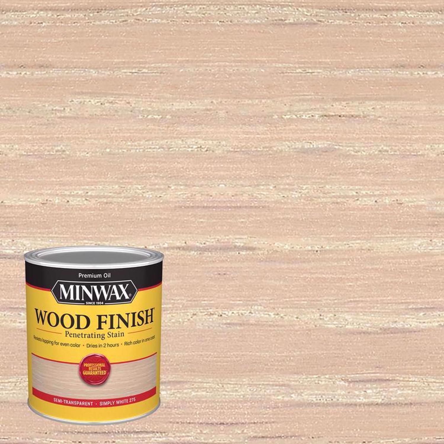 Minwax Wood Finish Semi-Transparent Simply White Oil-Based Penetrating Wood Finish 1 qt