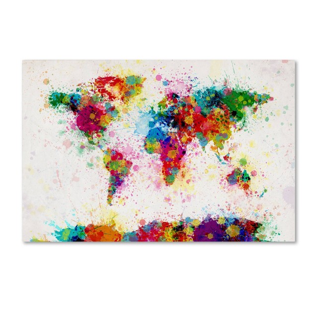 X 32 quot Paint Splashes World Map By Michael Tompsett Trademark Fine Art