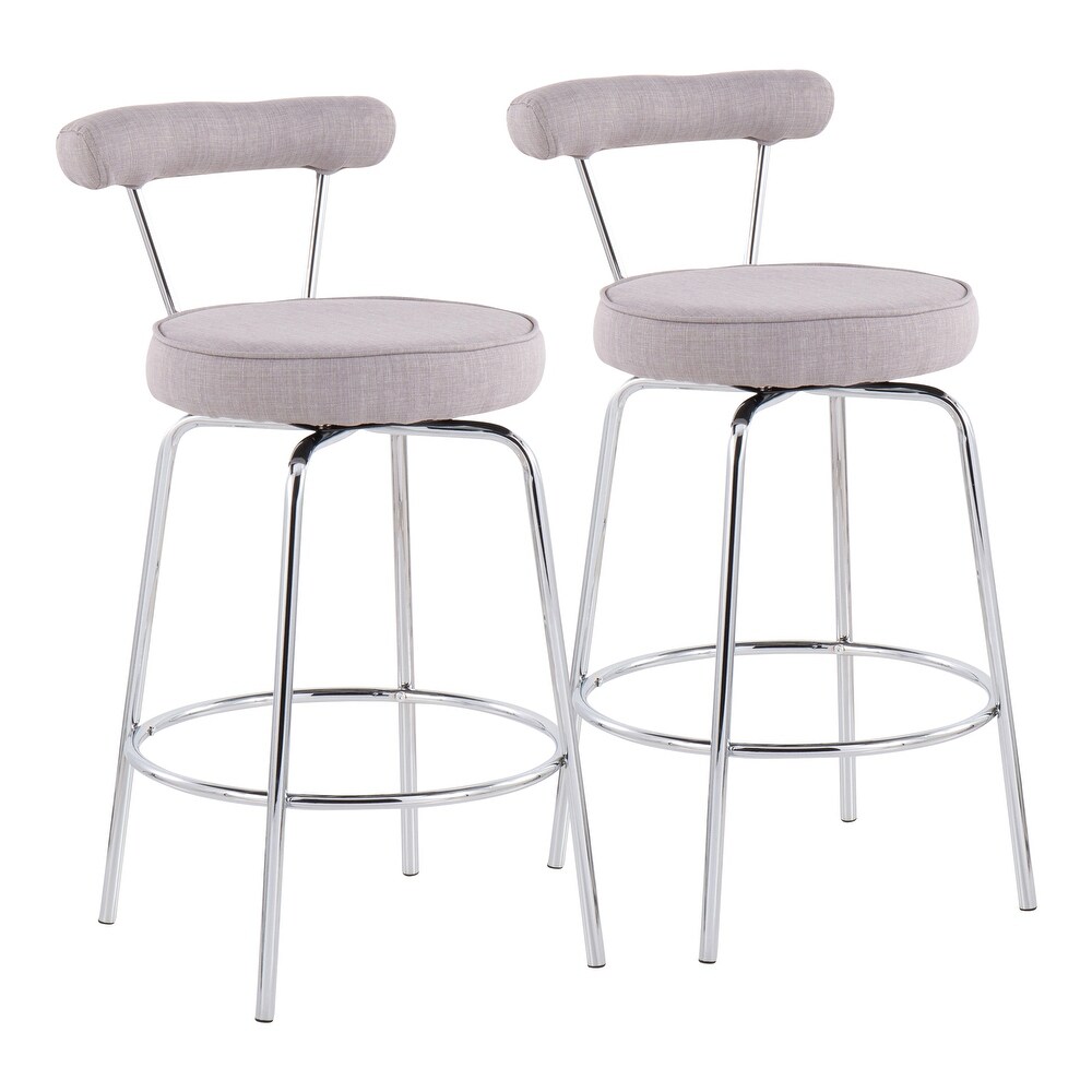 Steel Frame Contemporary Fabric Counter Stool  Set of 2