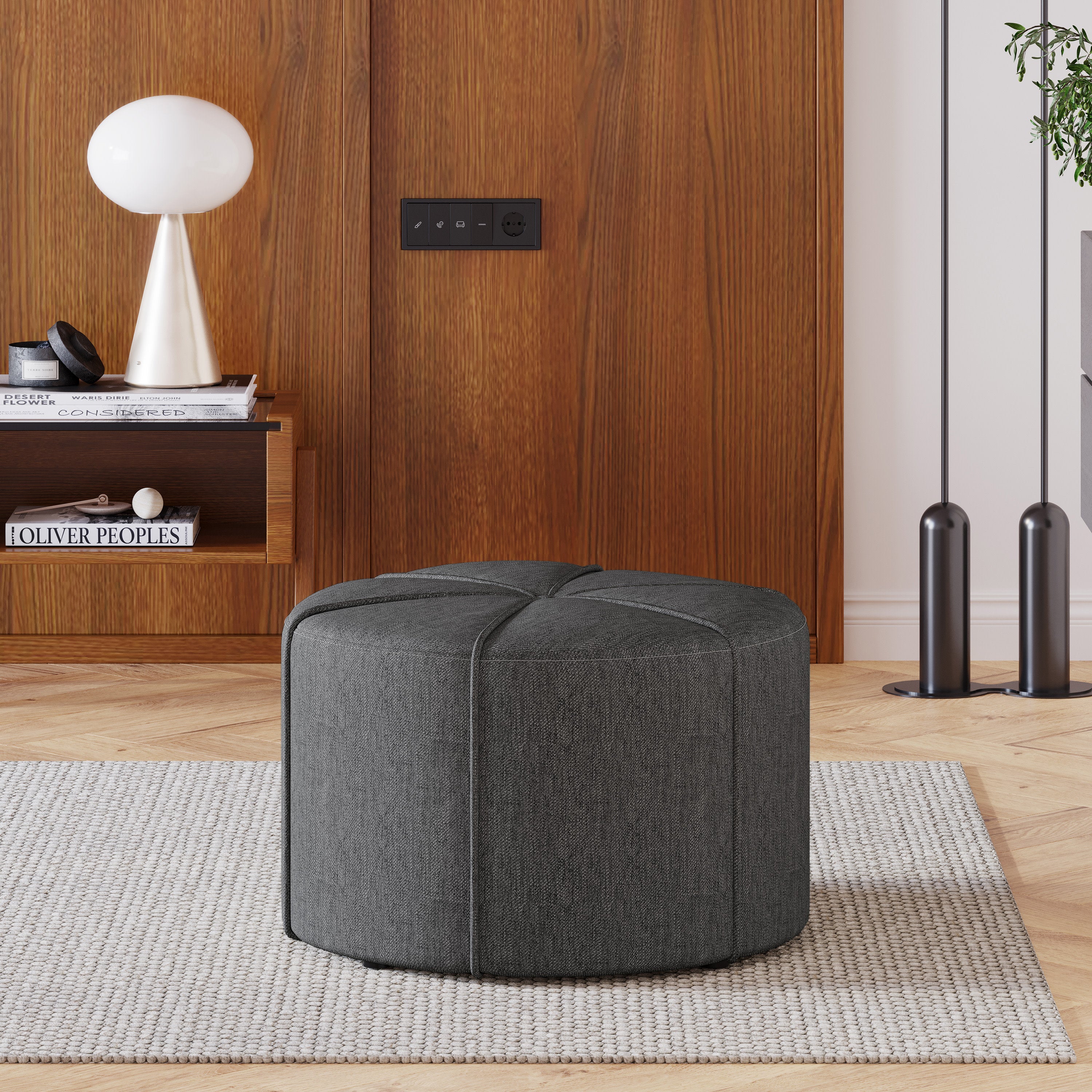 Bergeson Fabric Upholstered Round Ottoman