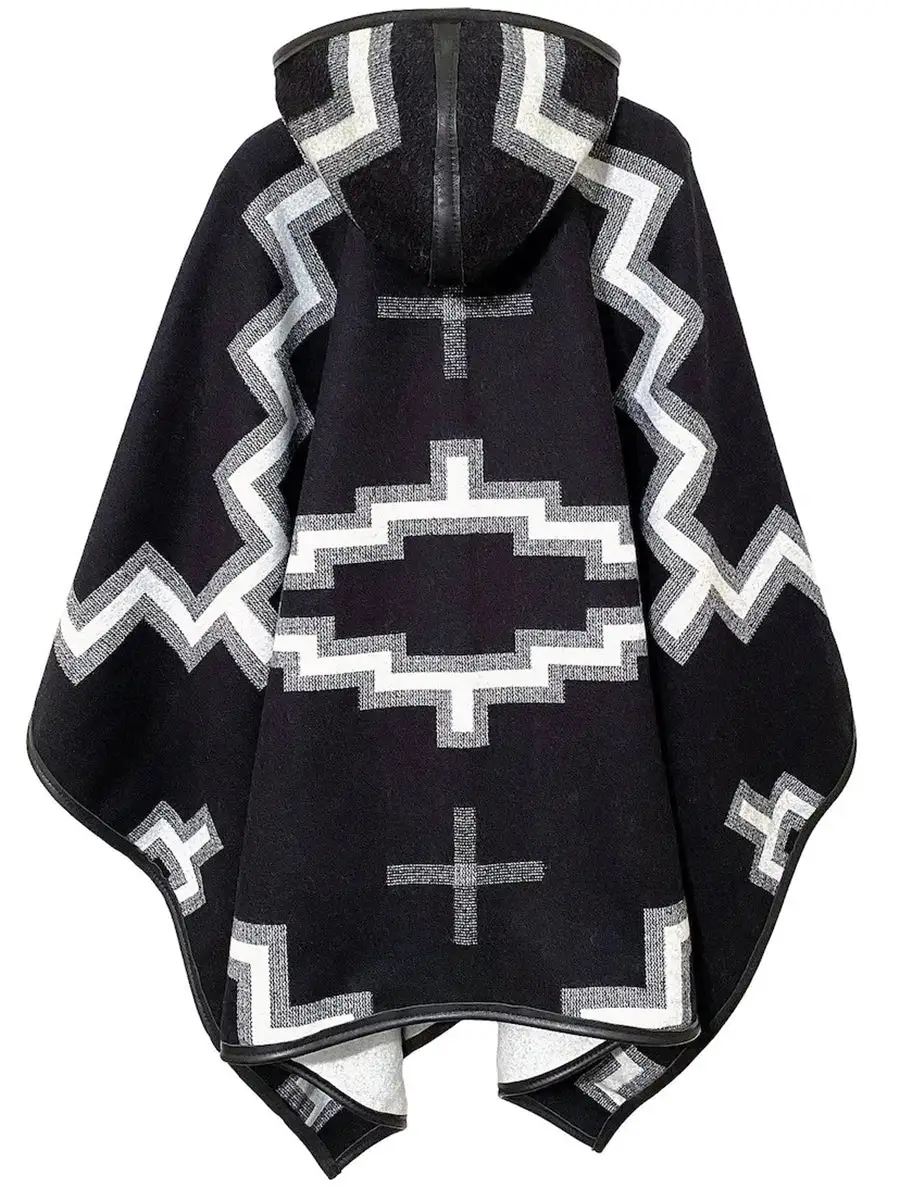 Men's Ethnic Print Hooded Cloak