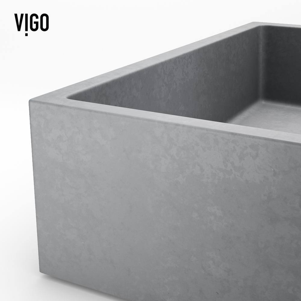 VIGO Alhambra Gothic Gray Concreto Stone 15 in. L x 15 in. W x 5 in. H Square Vessel Bathroom Sink VG04068