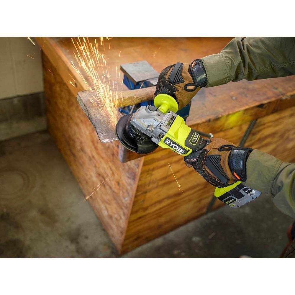 RYOBI ONE+ HP 18V Brushless Cordless 4-12 in. Angle Grinder with FREE 2.0 Ah Battery (2-Pack) PBLAG01B-PBP2006