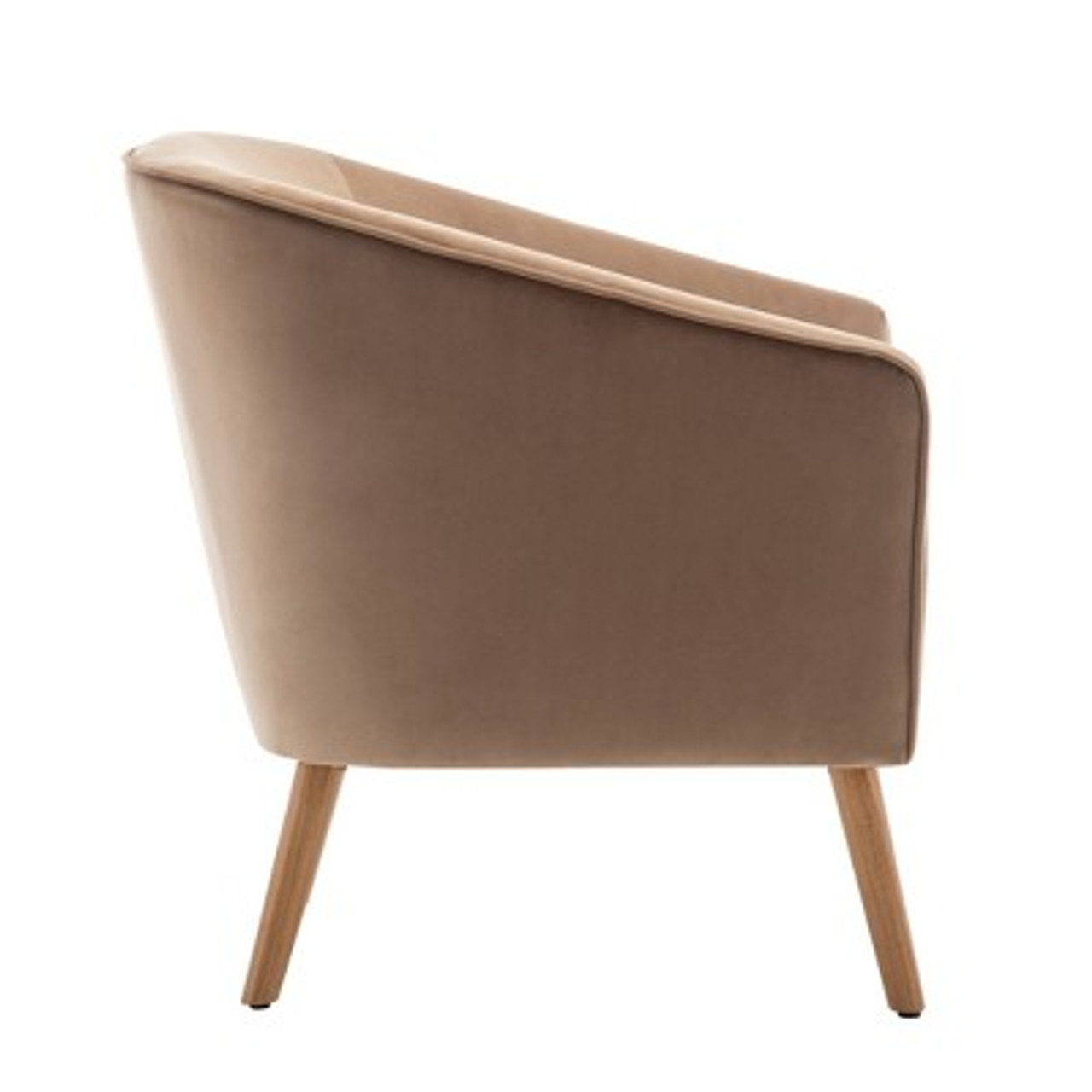 Barrel Accent Chair Light Brown Velvet - WOVENBYRD