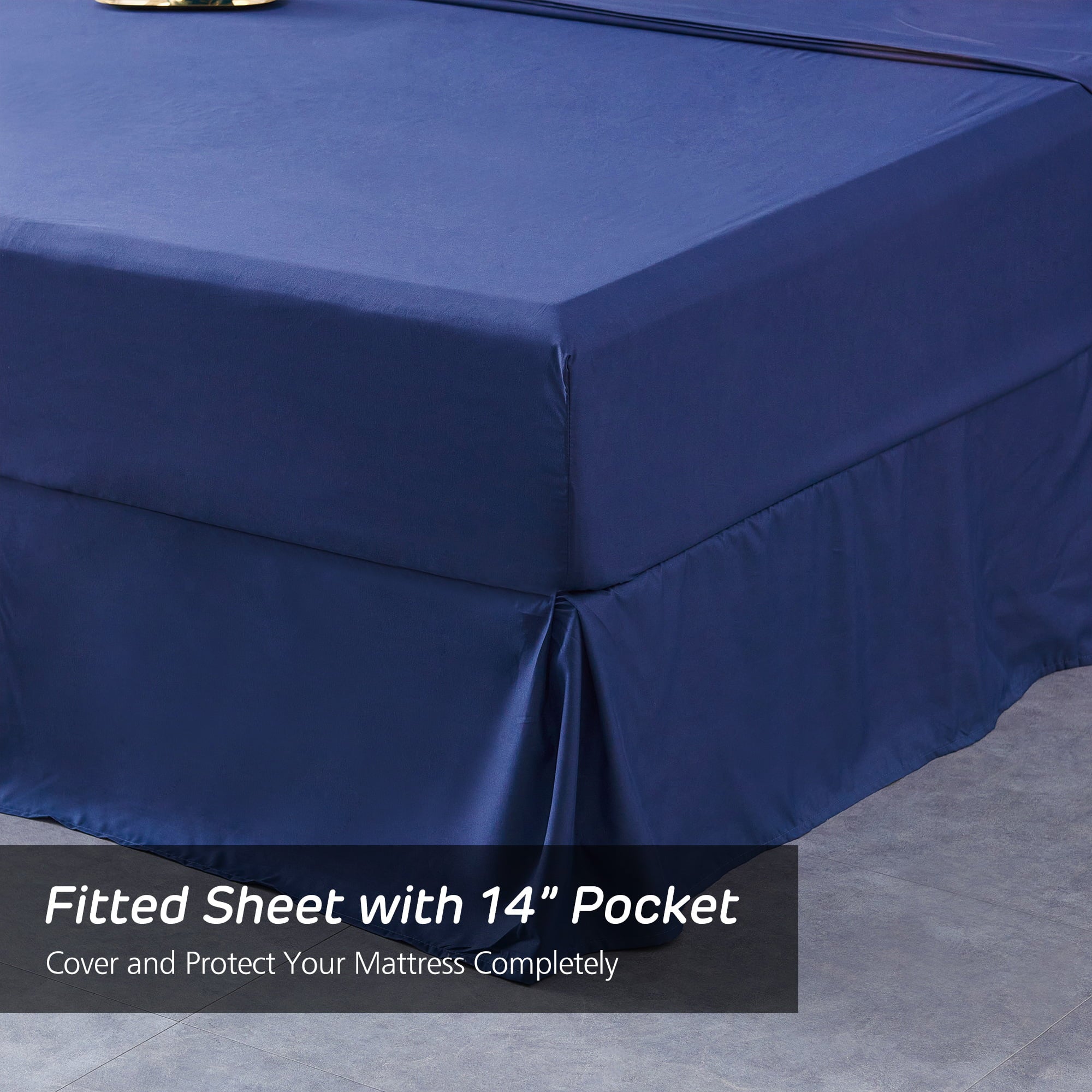 HAOK Queen Pinch Pleat Comforter Set 8 Piece ，Microfiber Bedding Bed in a Bag，Navy