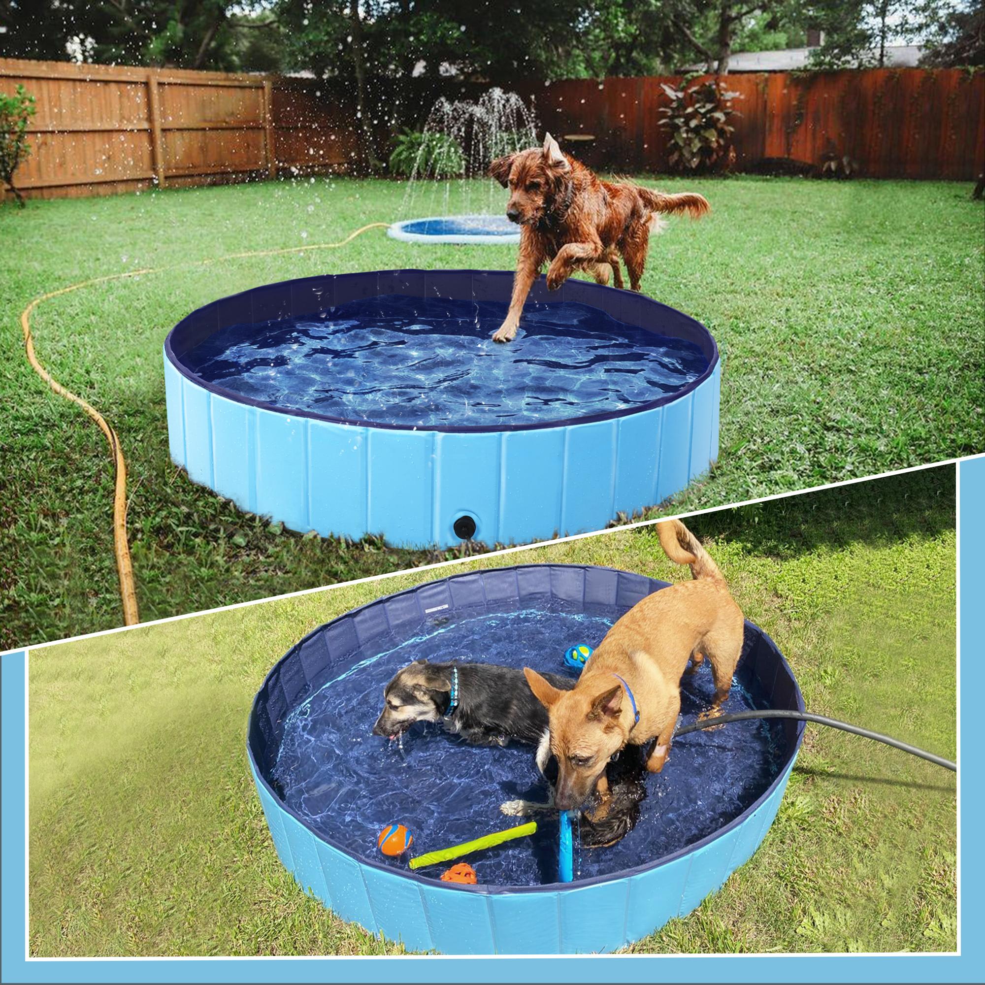 Topeakmart Blue Foldable Swimming Pool for Dogs， Large