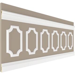 Ekena Millwork 94 12 in. (Adjustable 36 in. to 40 in.) 23 sq. ft. Polyurethane Ashford Scalloped Panel Wainscot Kit Primed WPKUSC071P036