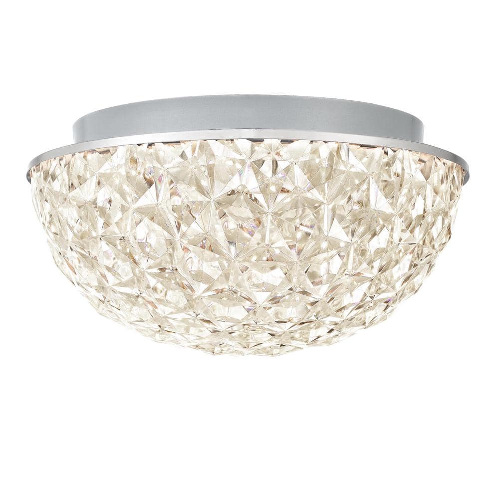 Home Decorators Collection Ellis Place 12.25 in. Chrome LED Round Flush Mount Modern Ceiling Light HD4971A