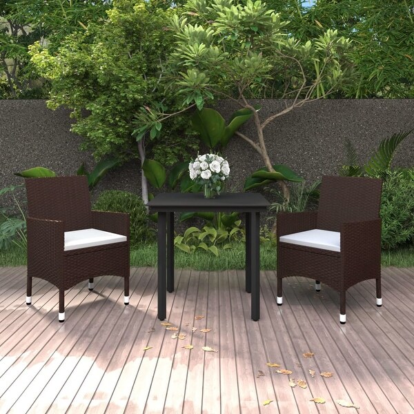 vidaXL Patio Dining Set Outdoor Table and Chair Set Poly Rattan and Glass