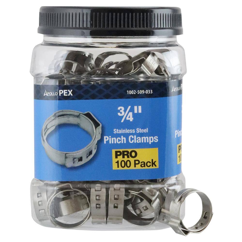 Apollo 34 in. Stainless Steel PEX-B Barb Pinch Clamp Jar (100-Pack) PXPC34100JR