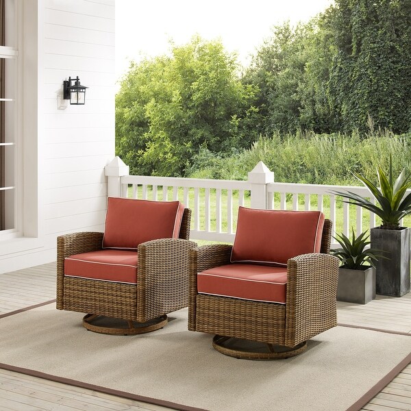 Crosley Bradenton 2Pc Outdoor Wicker Swivel Rocker Chair Set