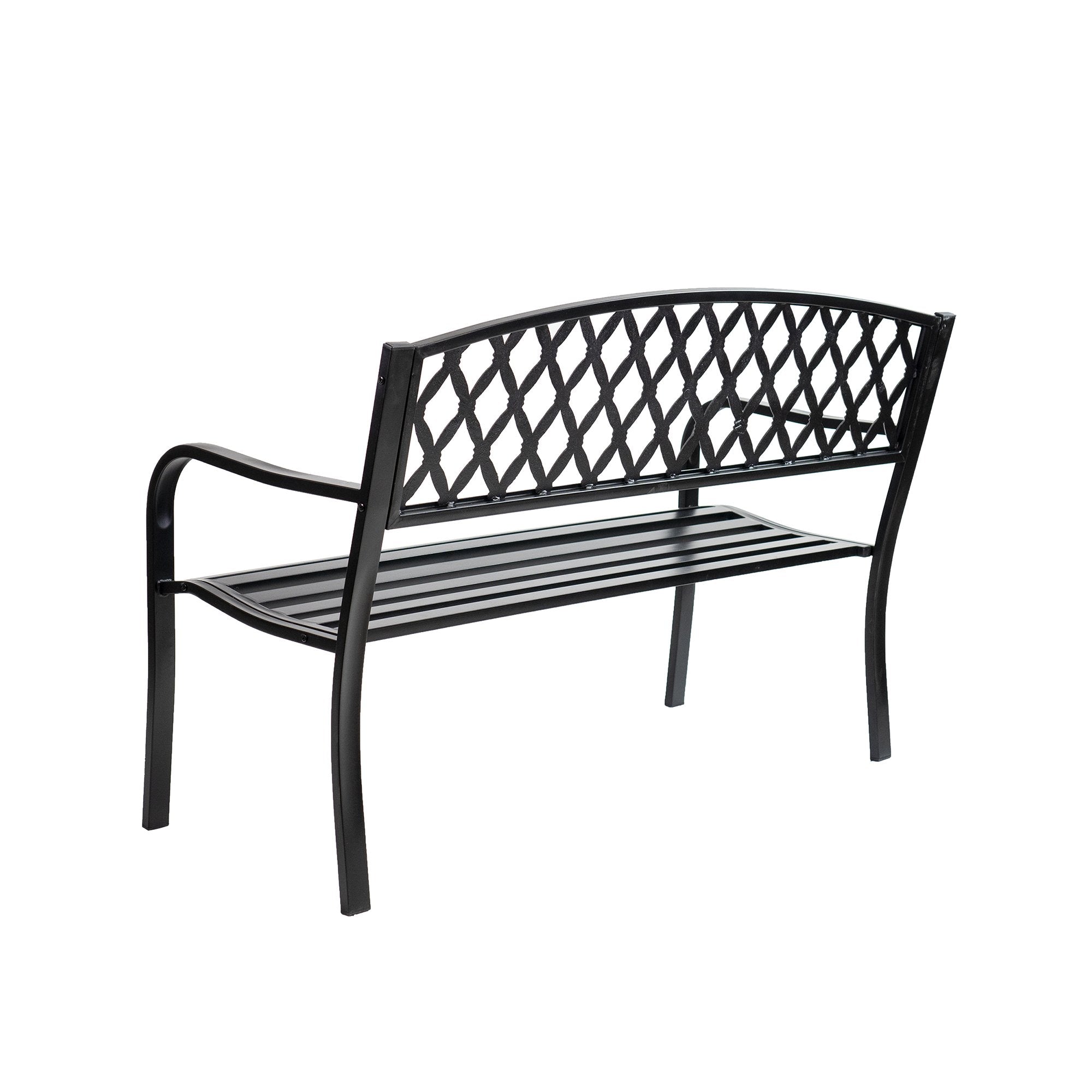 Patio Premier Lattice Back Metal Park Bench - Black