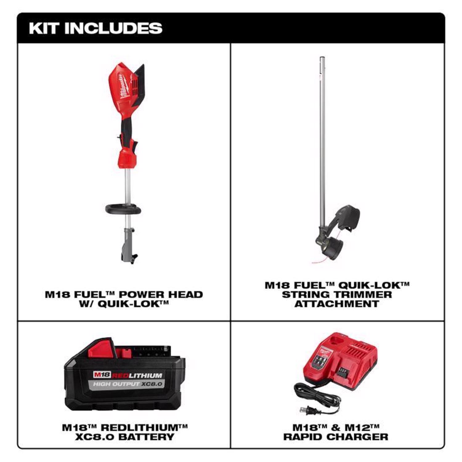 MW M18 FUEL Quik-Lok 2825-21ST 16 in. 18 V Battery String Trimmer Kit (Battery \u0026 Charger)