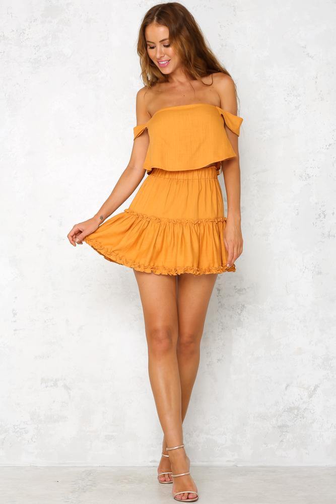 Lola Lips Skirt Mustard