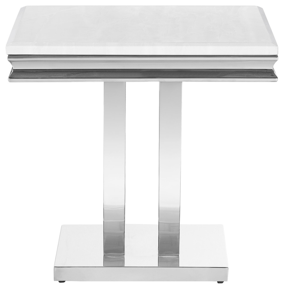 Kerwin U base Square End Table White and Chrome   Modern   Side Tables And End Tables   by Modon  Houzz
