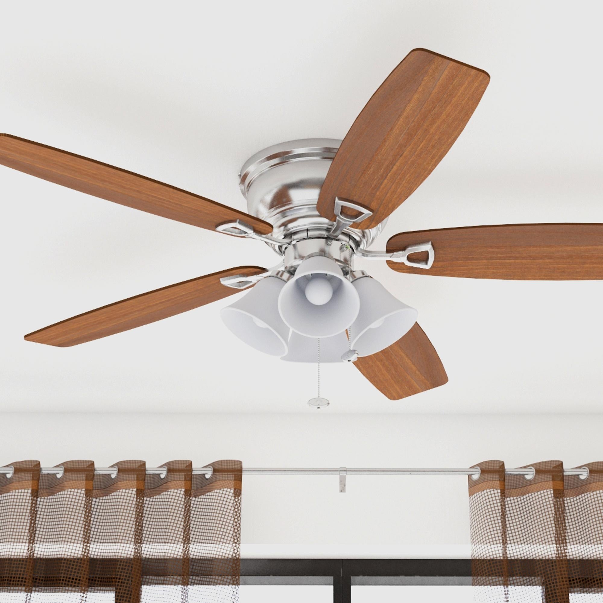 Honeywell Glen Alden Brushed Nickel Hugger Ceiling Fan with 4 Light - 52-inch Shopping - The Best Deals on Ceiling Fans | 22393911