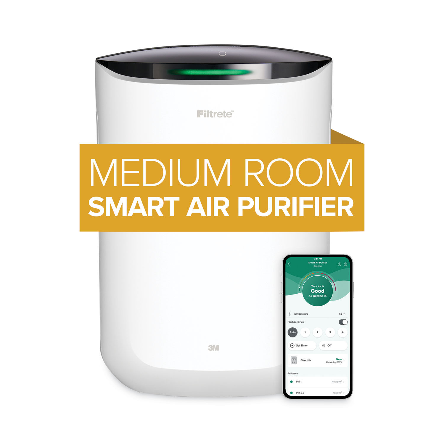 Smart Medium Room Air Purifier by Filtreteandtrade; MMMFAPSC02N