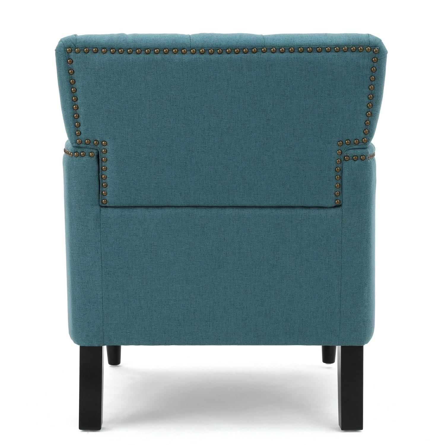 Noble House Madrid Dark Teal Fabric Club Chair， Blue