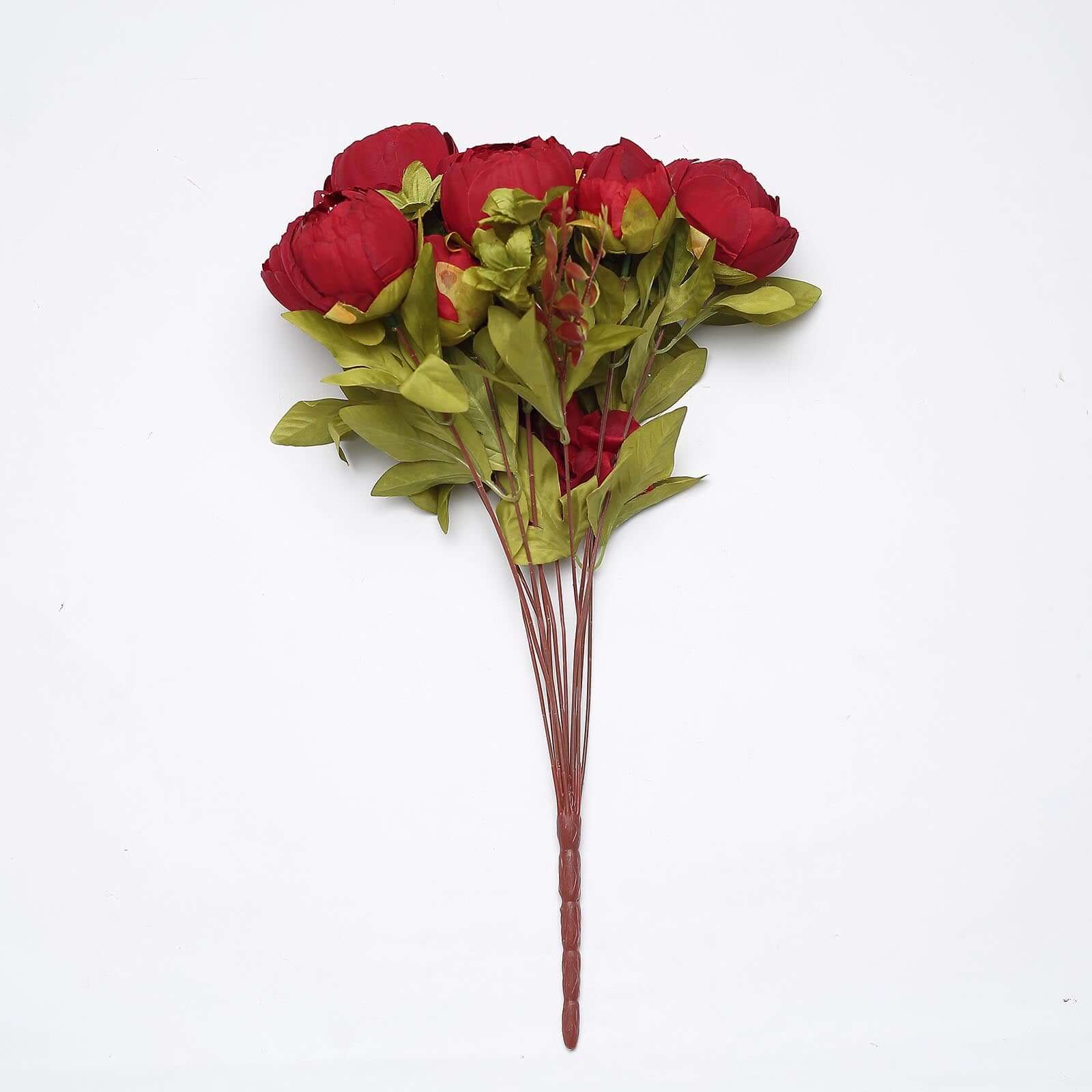 2 Pack Burgundy Silk Peony Flower Bouquet Arrangements, Artificial Wedding Bridal Bouquets 19