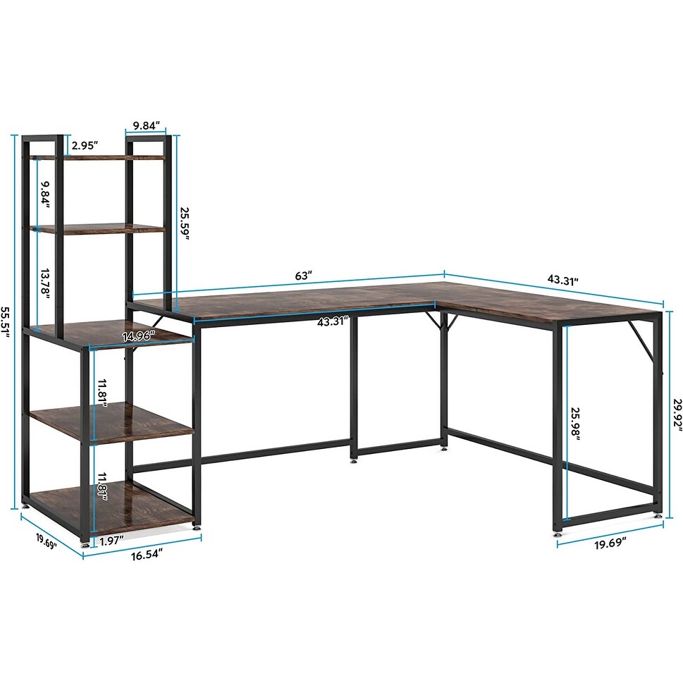 79 Inch Reversible L Shaped Desk Large Corner Computer Desk with Hutch