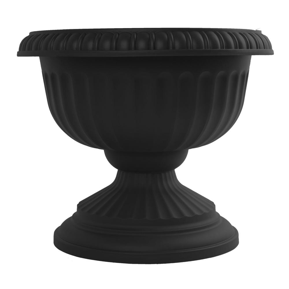 Bloem Grecian 12 in. Black Plastic Urn Planter GU12-00