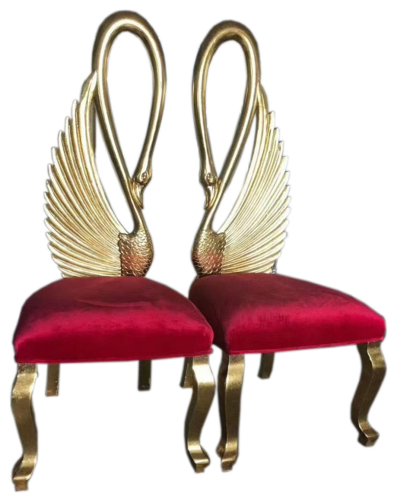 Infinity Gold Swan Chairs  Set of 2  Red   Victorian   Armchairs And Accent Chairs   by Infinity Furniture  Houzz