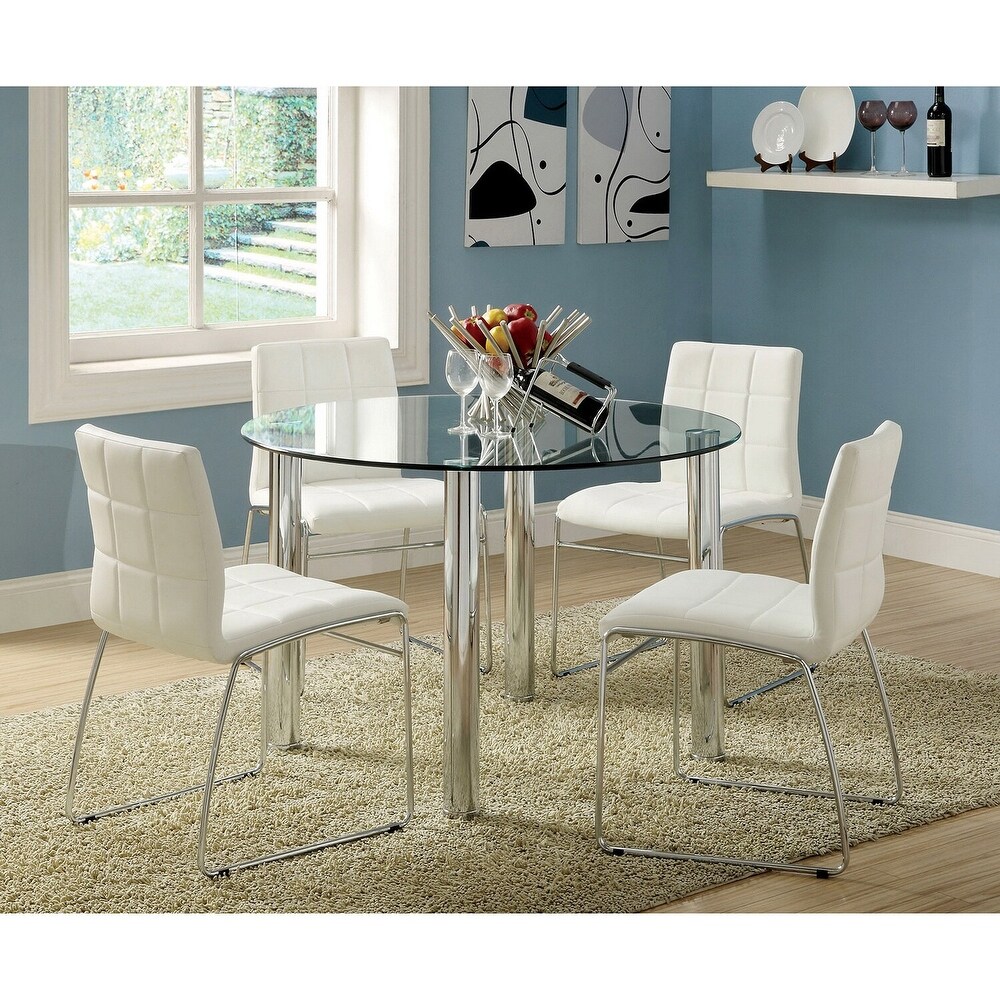 Donnabella Contemporary Black and Chrome plated Steel 5 Piece Dining Set by Furniture of America