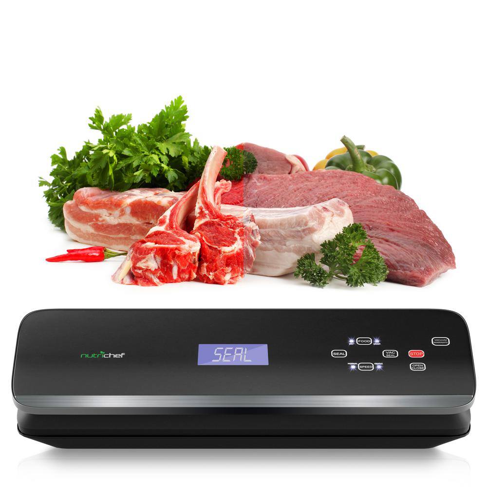 NutriChef White with Soft Touch Digital Button Controls Food Vacuum Sealer Electric Air Sealing Preserver System PKVS40BK