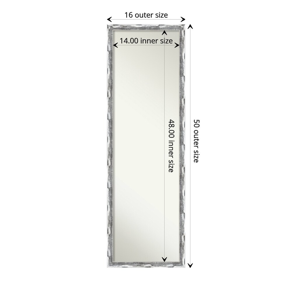 Non Beveled Full Length On The Door Mirror   Scratched Wave Frame   Scratched Wave Chrome   Outer Size: 16 x 50 in