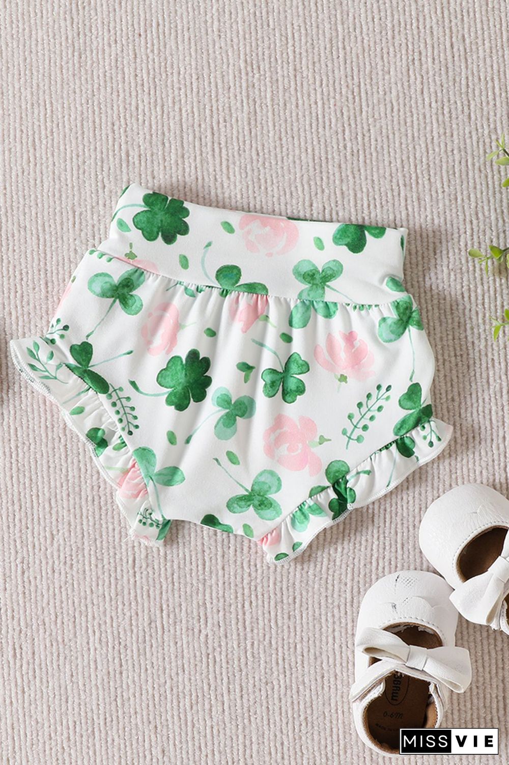 St. Patrick's Day Shamrock Shorts Romper and Hairband 3PCS Set